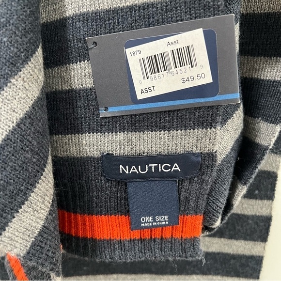 Nautica Men’s Blue / Gray Stripe Scarf - Picture 4 of 5